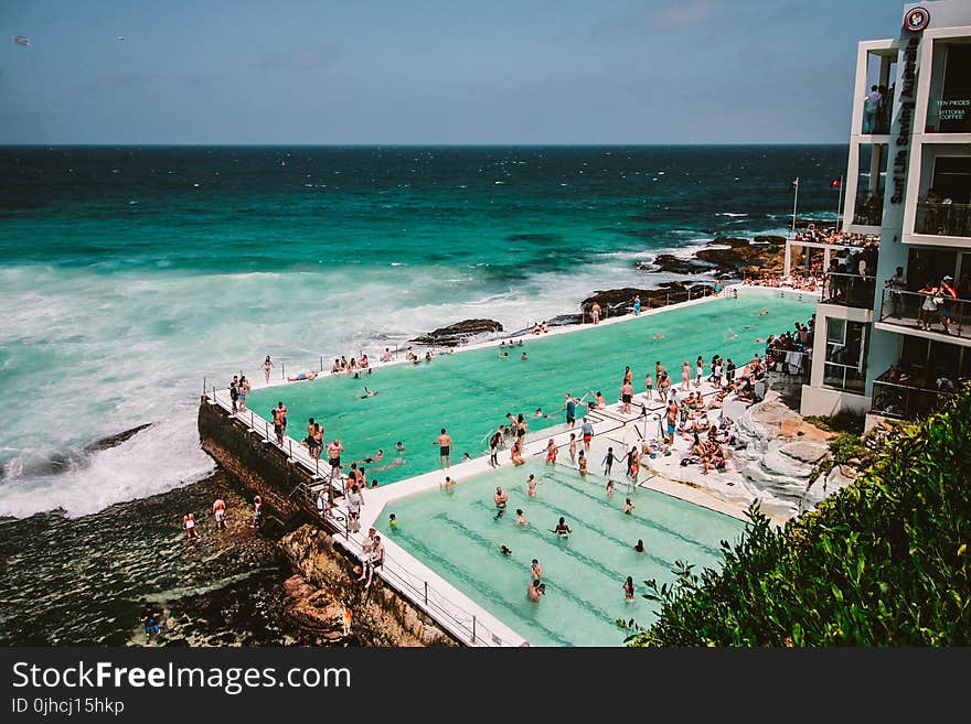 People Gathering Near Swimming Pool