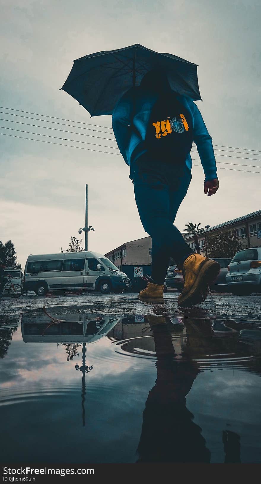 Person In Hoodie Holding Umbrella