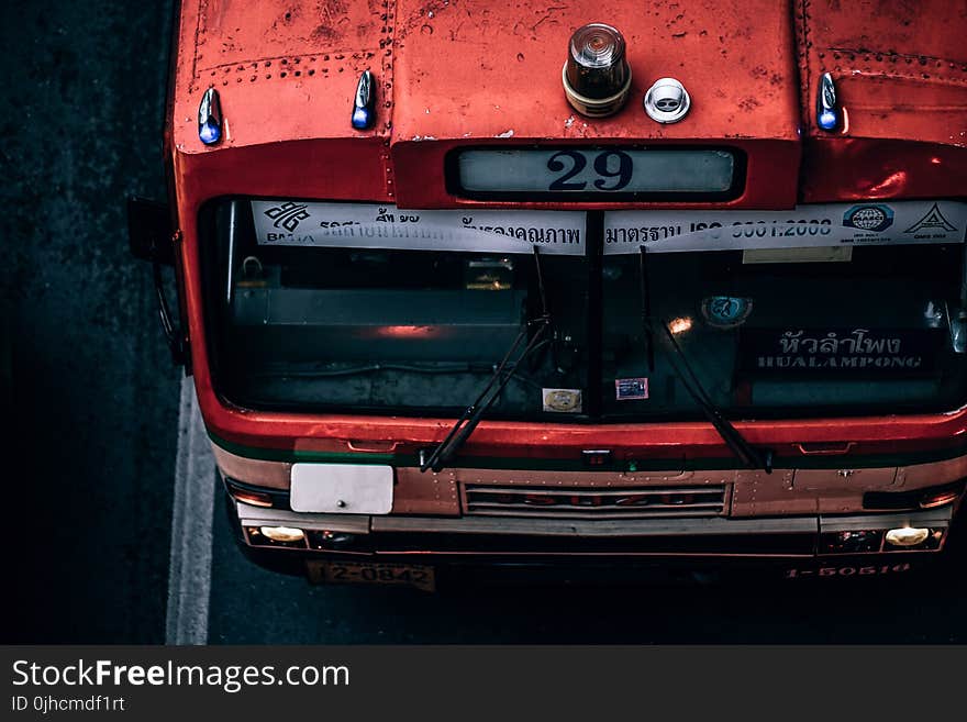 Red and Black Fire Truck High-angle Photo