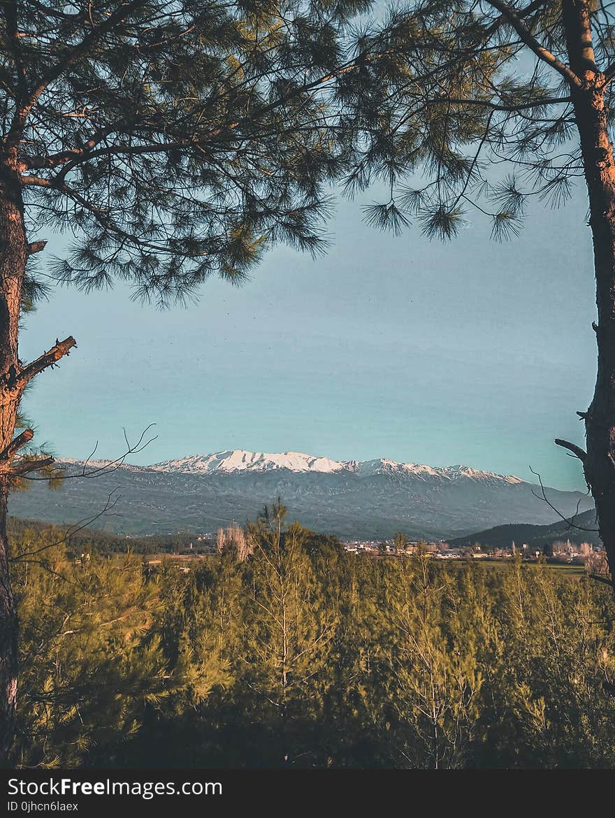 White Mountain Under Blue Sky