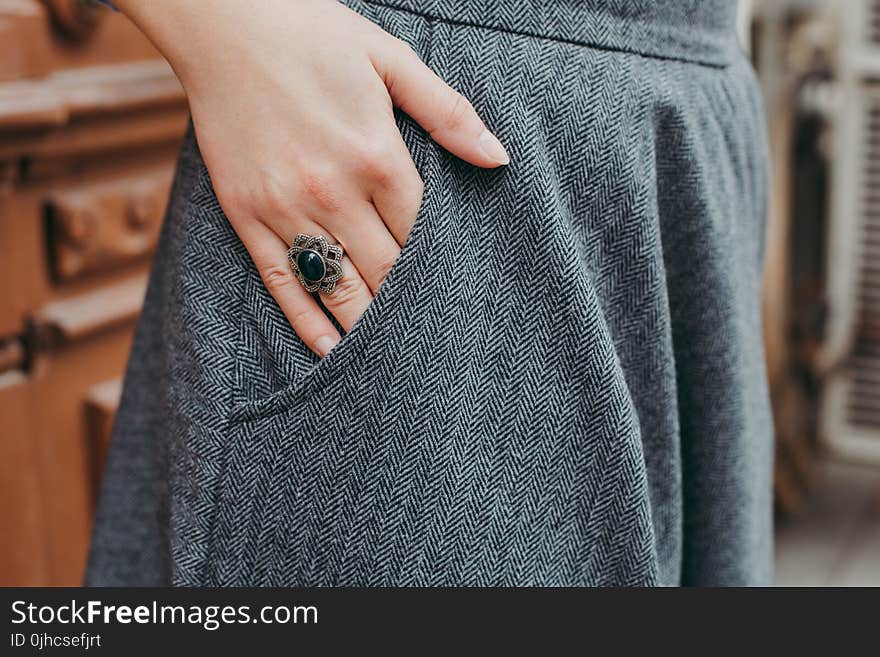 Person Wearing Gray Heather Bottoms