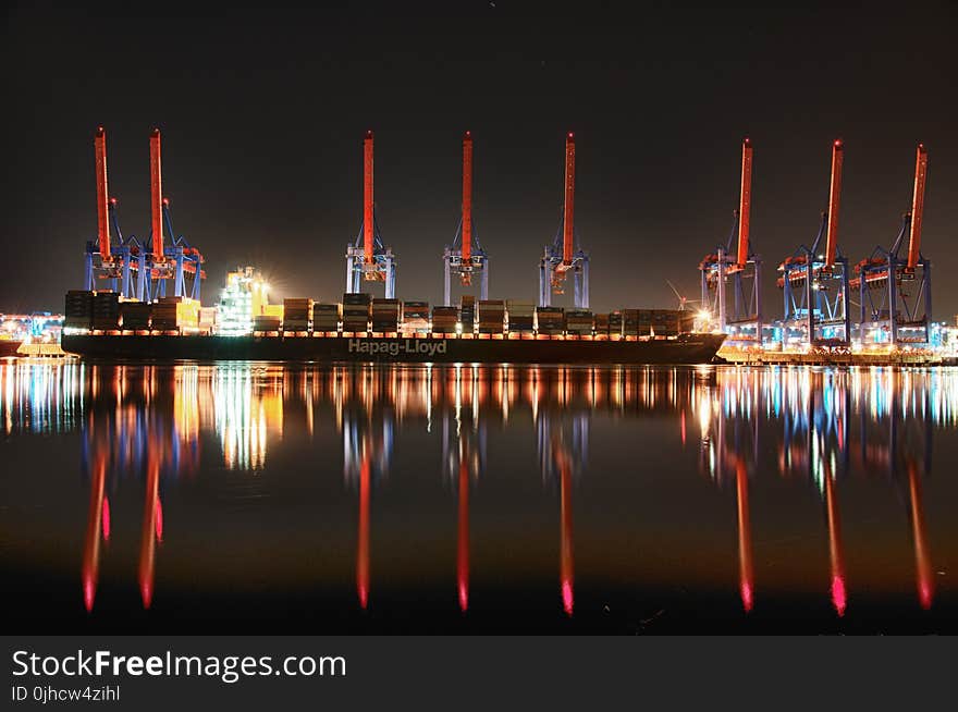 Eight Red Steel Cranes