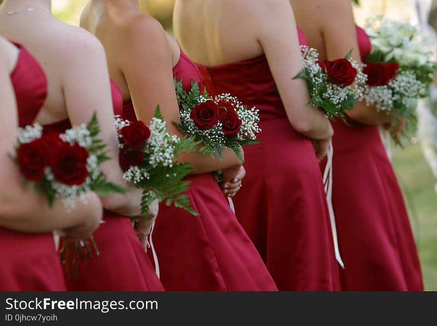 Brides Groom Wearing Red Cocktail Dress