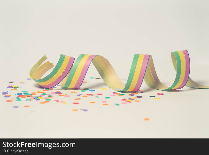 Pink, Green, and Yellow Ribbon Illustration