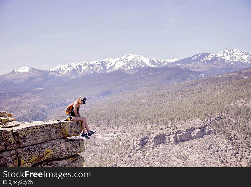 Woman On Top Of Mountain