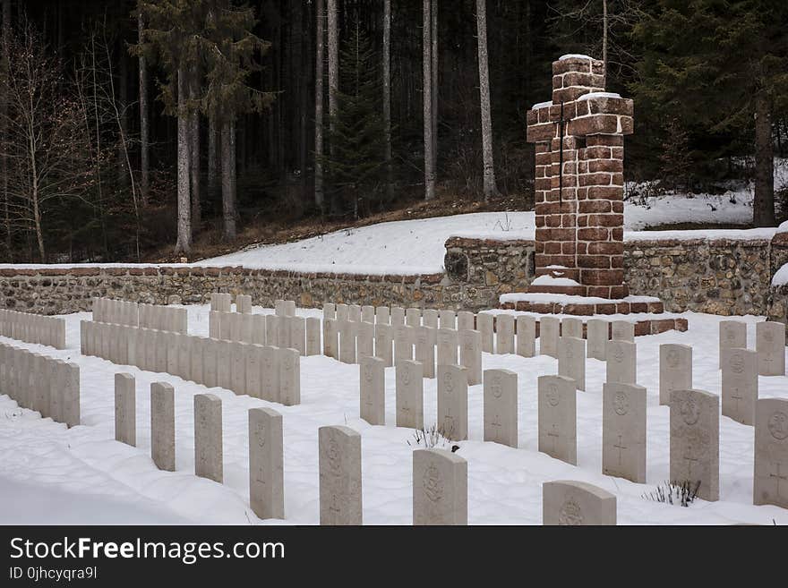 Pile of White Concrete Cemetery Photo