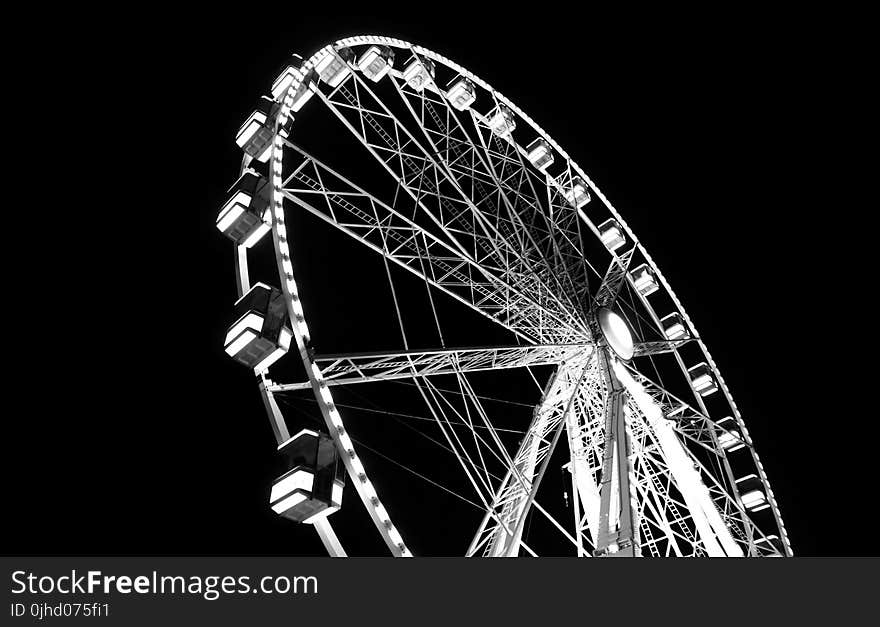 Monochrome Photography of Ferris Wheel