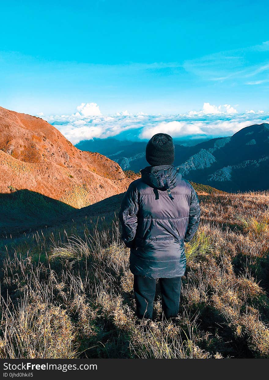 Man Wearing Bubble Jacket