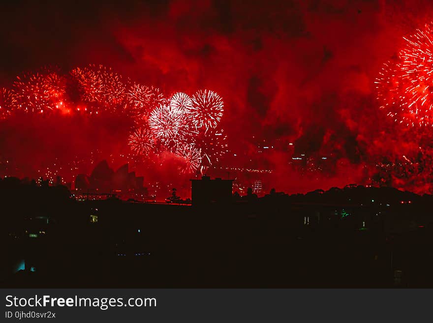 Red Fireworks Display