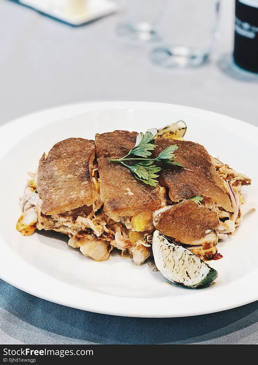 Cooked Food Serve on White Ceramic Plate