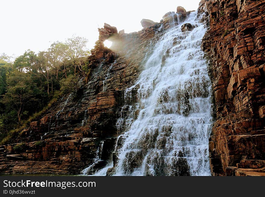 Waterfalls on Brown Rocky Mountain