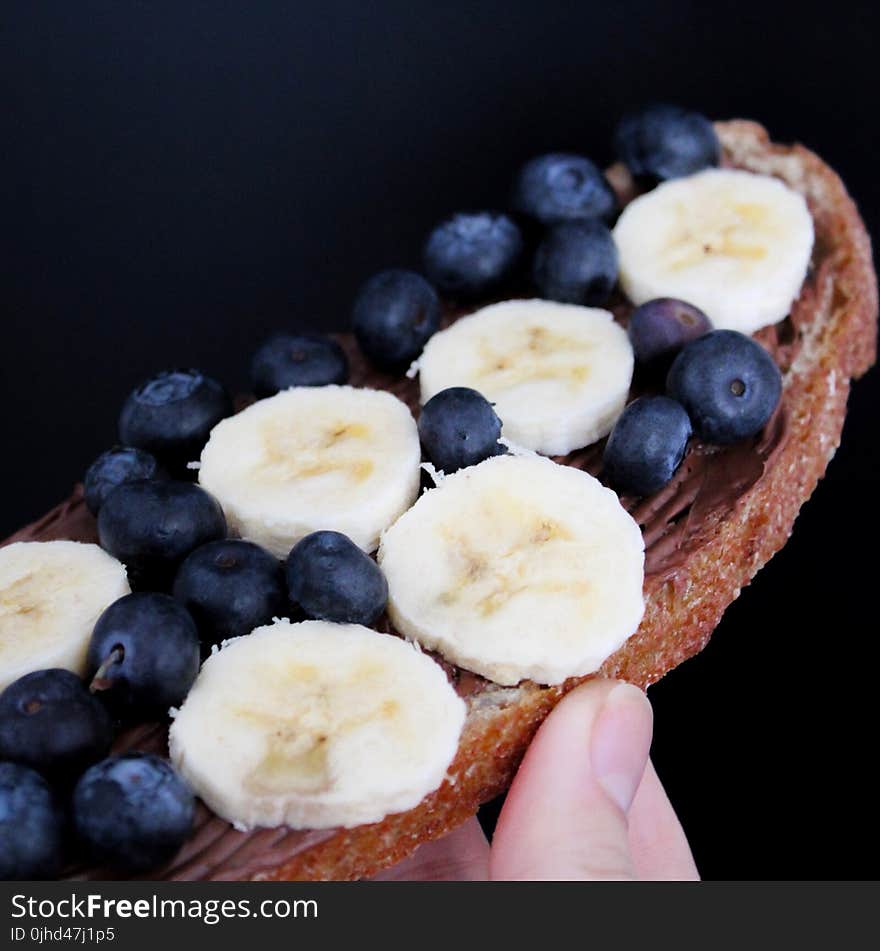 Sliced Banana With Blueberries