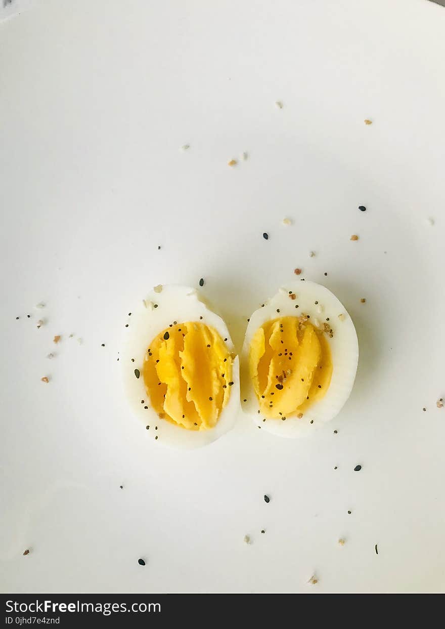 Sliced Boiled Egg on White Plate