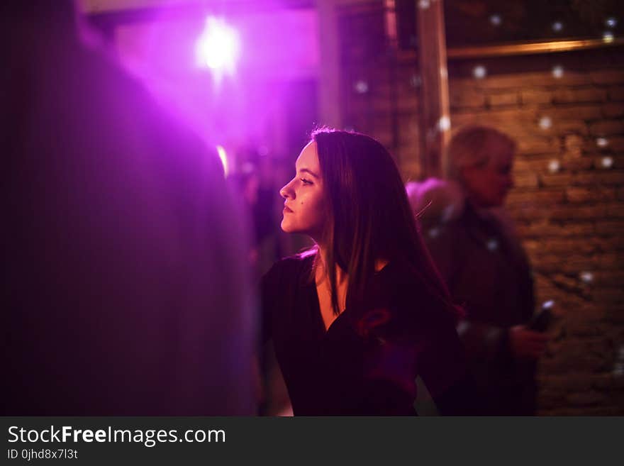 Woman in Black Shirt Standing