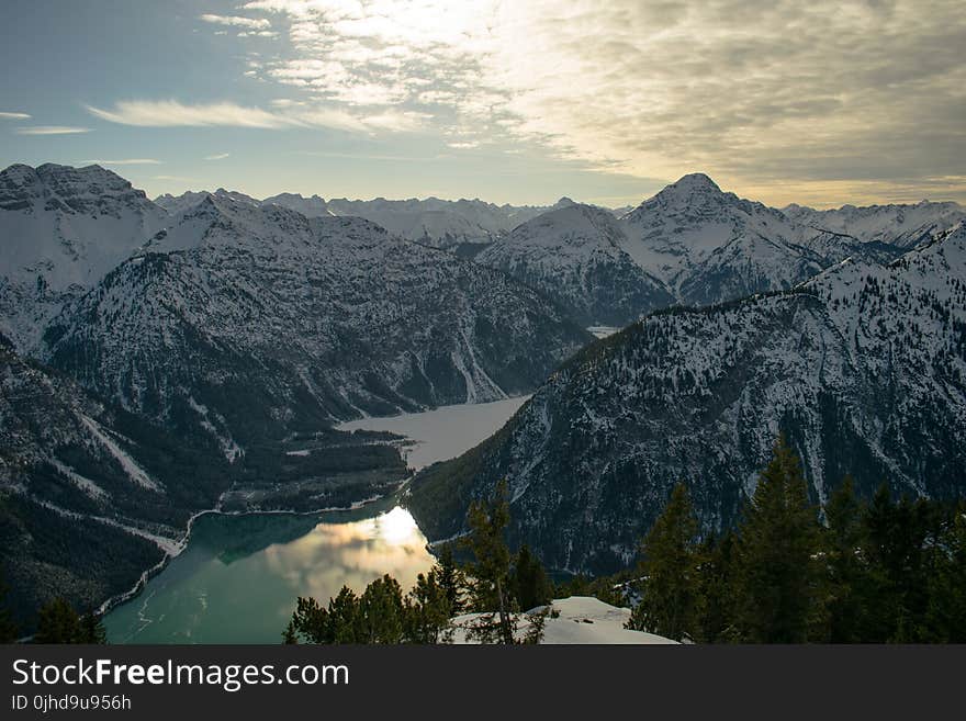 Snowcap Mountains during Sunset