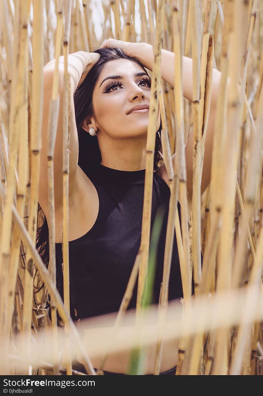 Woman Wearing Black Crop Top