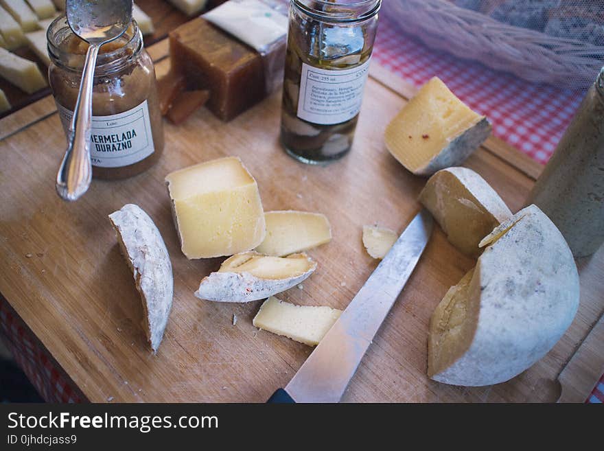 Sliced Cheese and Knife