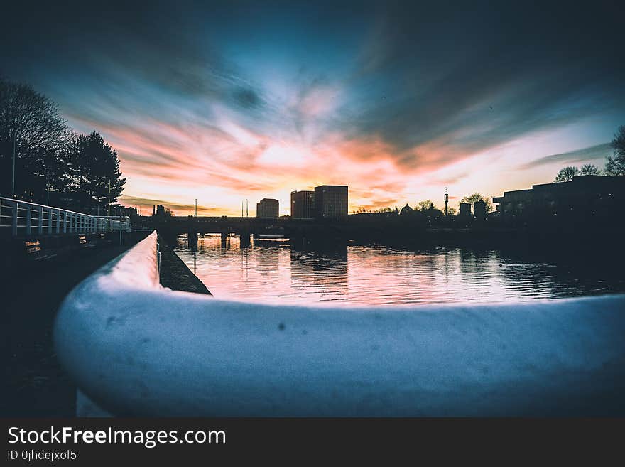 White Steel Fence Bar By The River