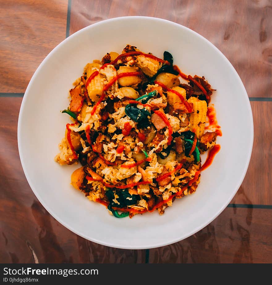 Cooked Food on White Bowl