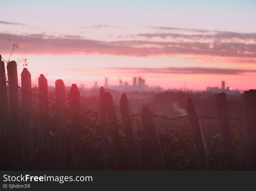 Photography of White Wooden Fence during Sunset