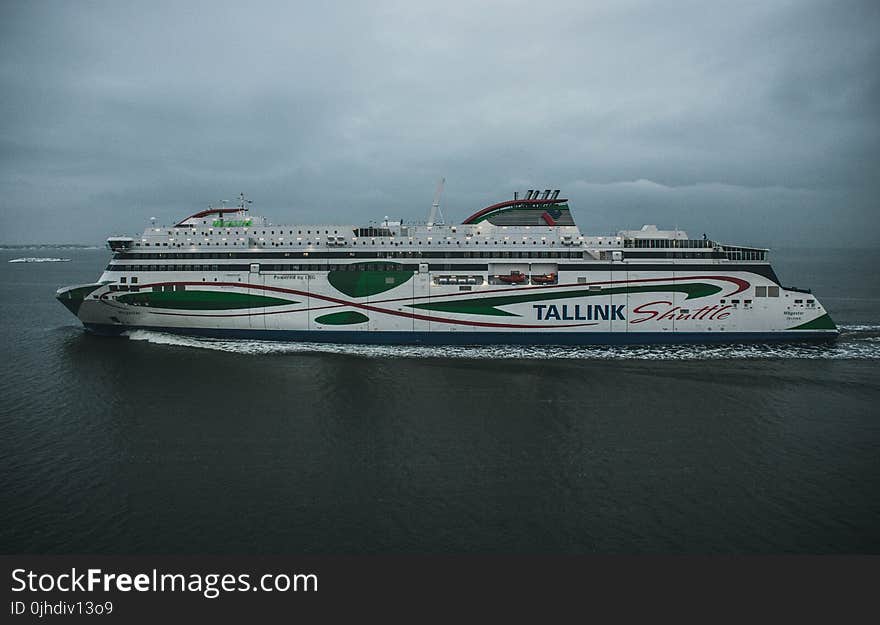 White and Green Tallink Shuttle Ship Photo