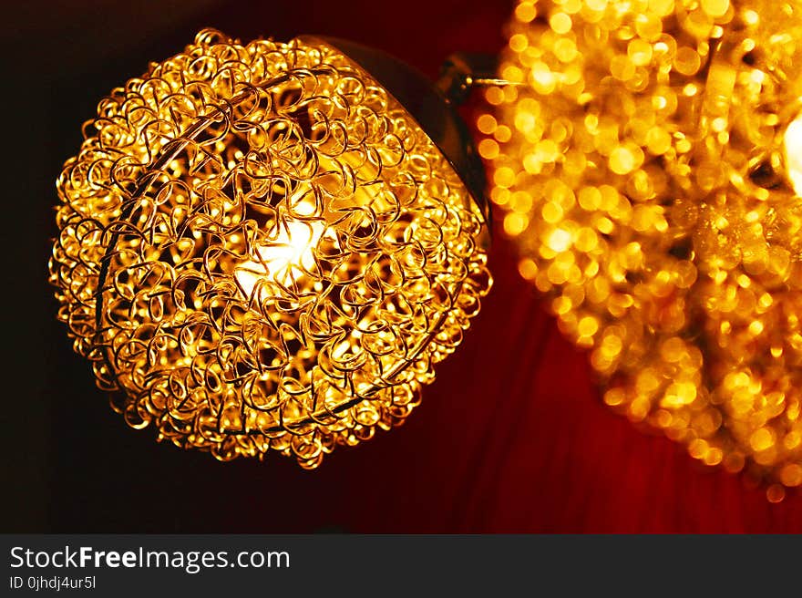 Macro Photography of Brown Crystal Pendant Lamp