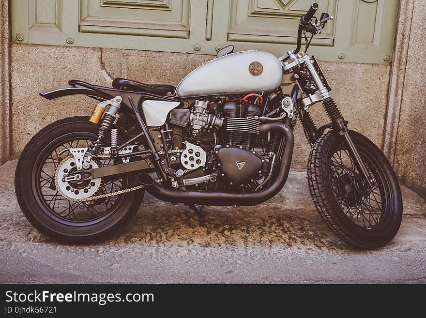 White and Black Bobber Bike