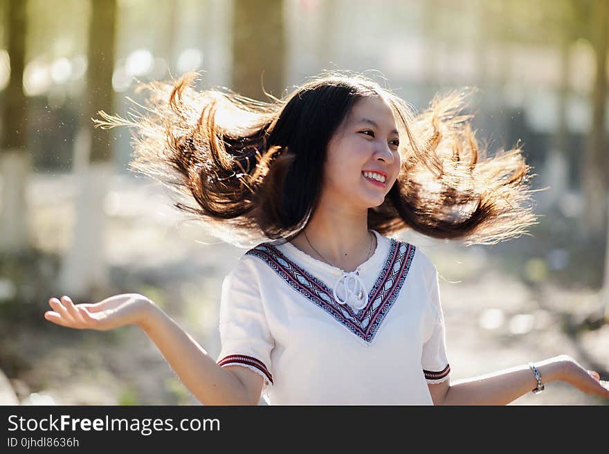 Woman in White Shirt Shirt