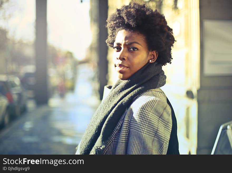 Photography Of Woman Wearing Grey Coat And Scarf