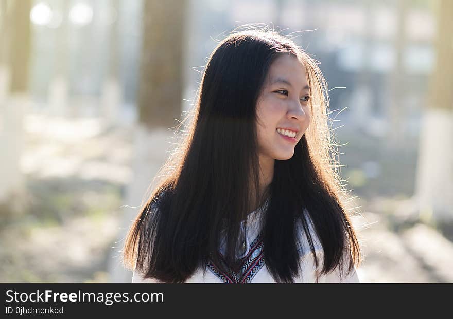 Girl Wearing Drawstring Shirt