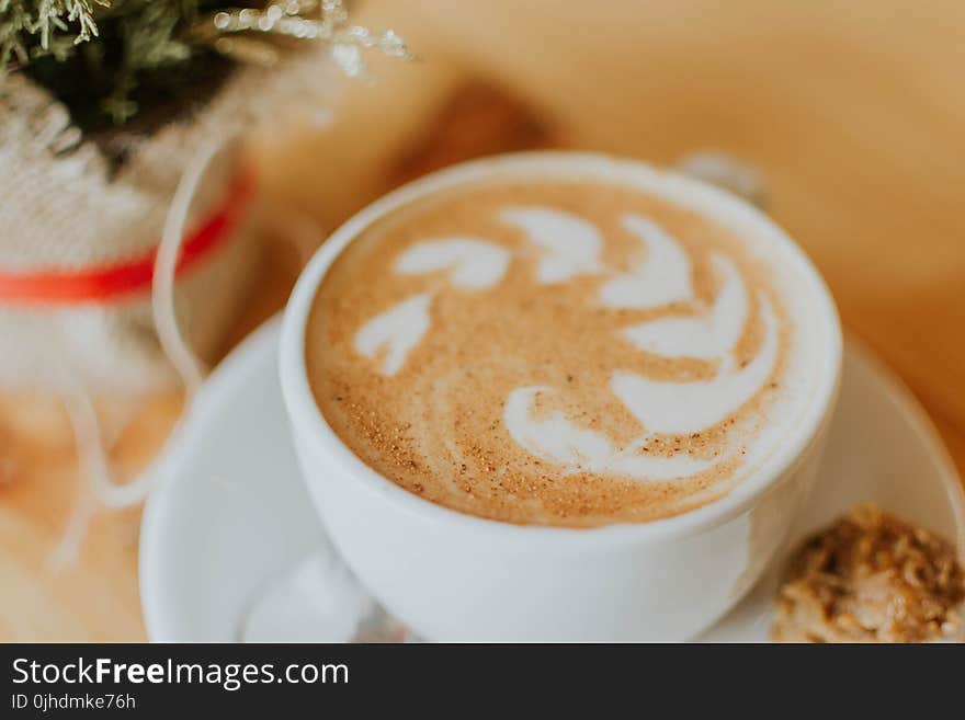 White Ceramic Cup With Coffee Latte