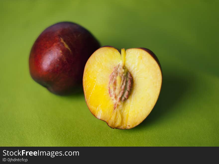 Peach Apple on Green Mat