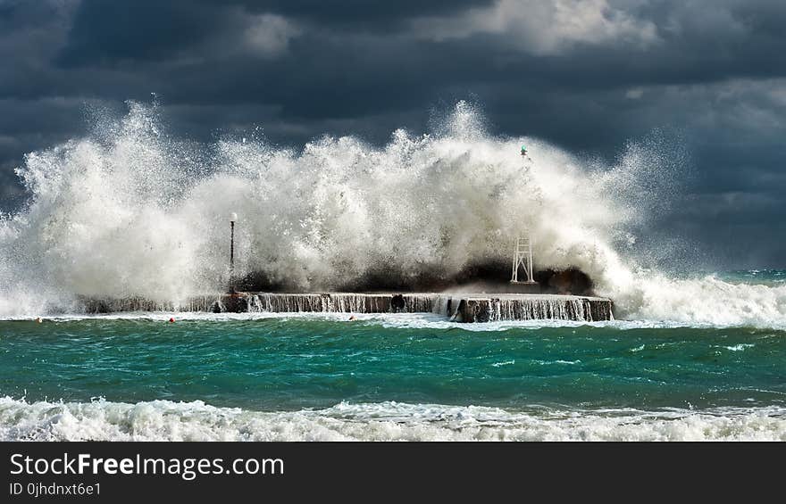 Green and White Tidal Waves