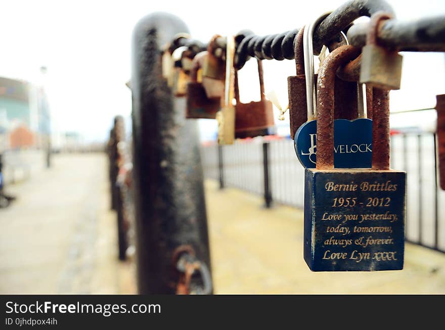 Blue Bernie Brittles 1955-2012 Love You Yesterday, Today, Tomorrow, Always and Forever Love Lyn Xxxx Engraved Padlock