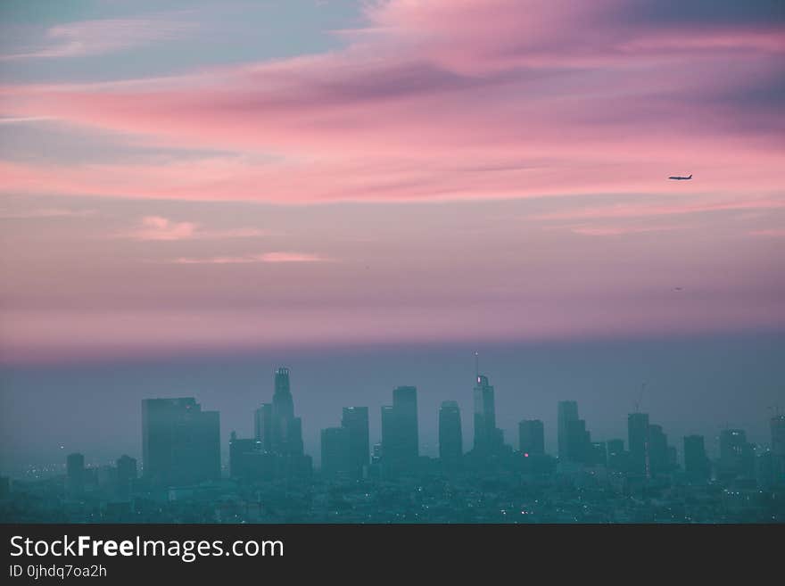 Top View of High Rise Buildings Under Sunset