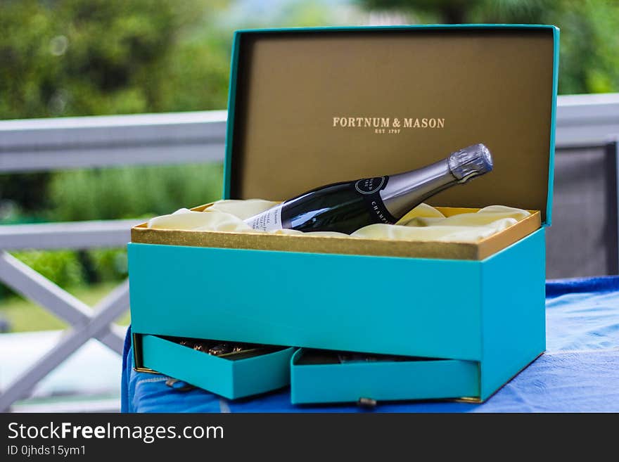 Fortnum And Mason Bottle On Blue Box