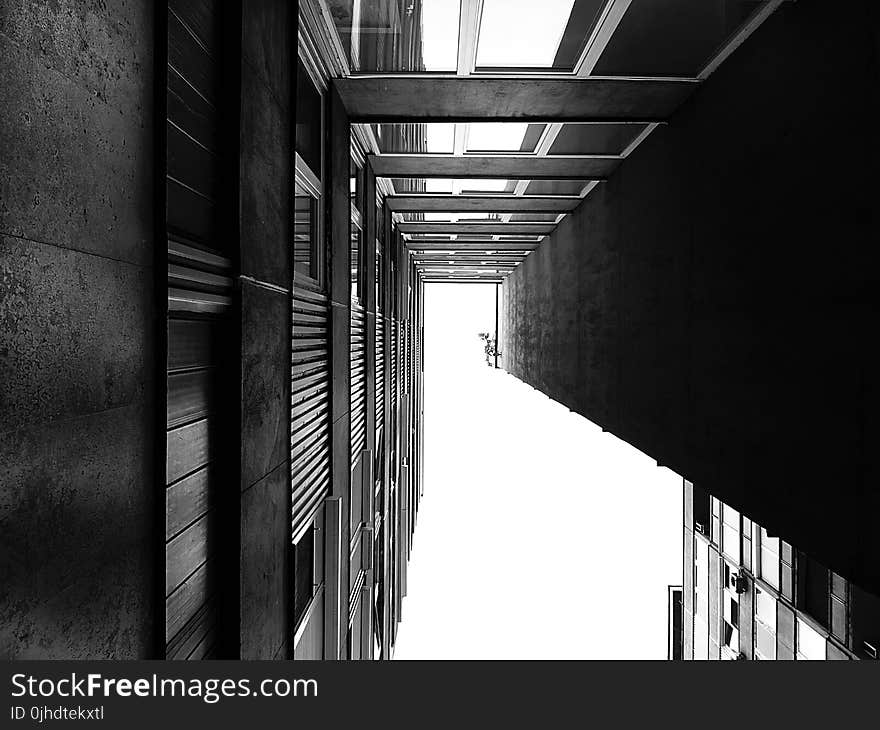 Graysacle Photography of Low Angle High Rise Building