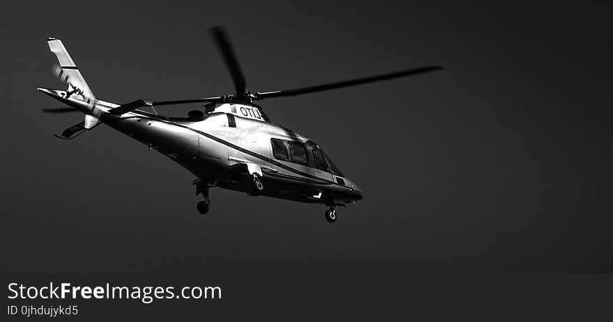 Monochrome Photography of Helicopter