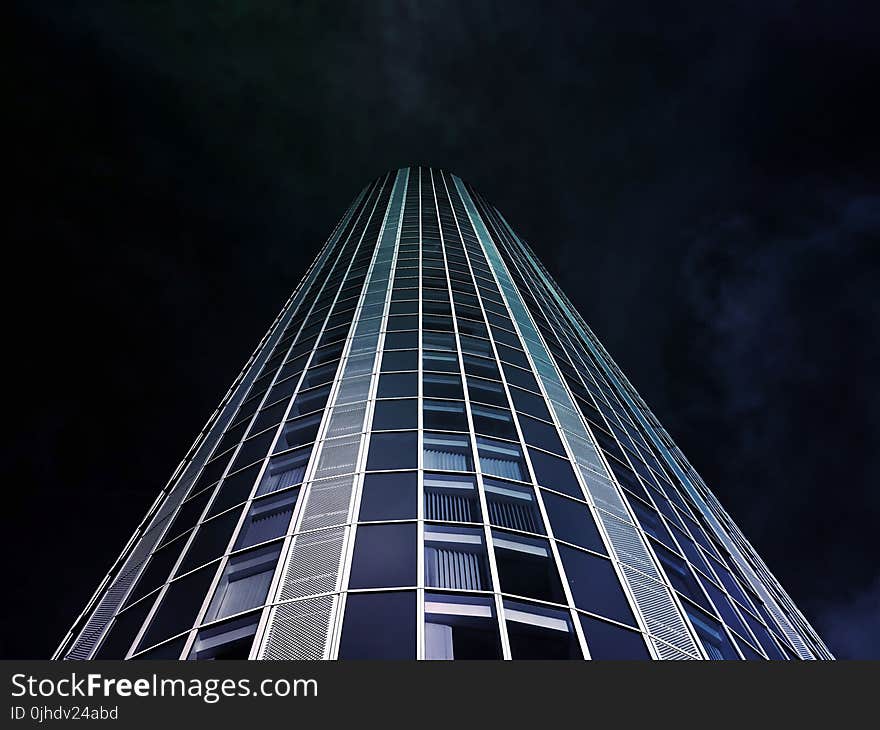 Worm&#x27;s Eye View of High-rise Building during Nighttime