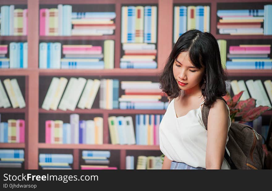 Woman With Brown Backpack