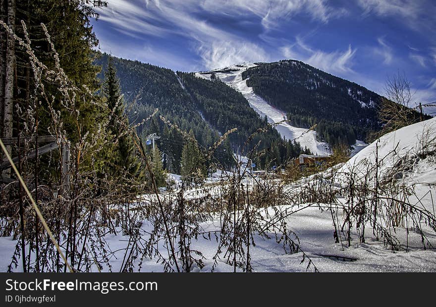 Green Mountain Covered With Snow