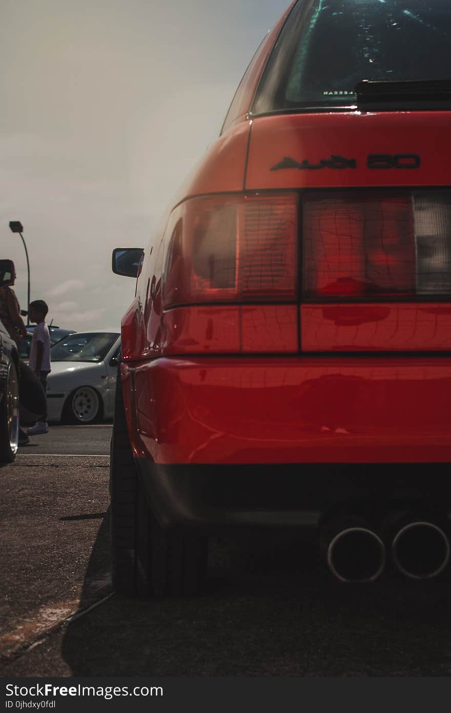 Red Audi 50 Car Closeup Photography