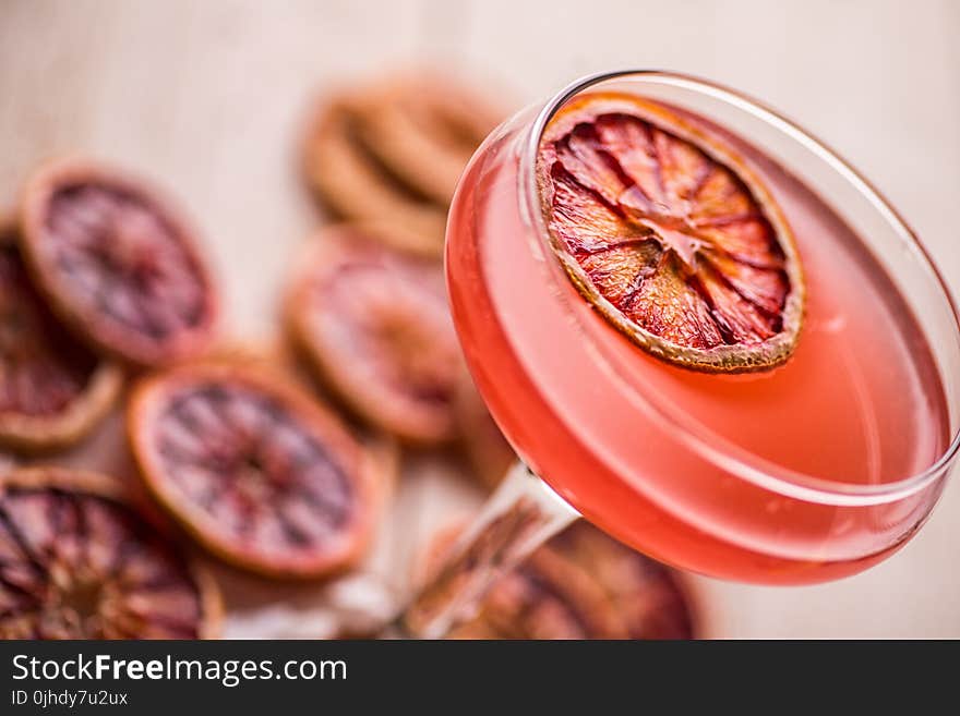 Pink Cocktail With Lime Slice Martini Glass Wallpaper