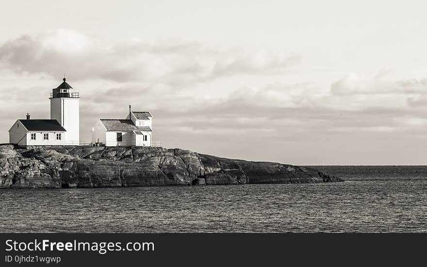 Lighthouse in Grayscale Poster