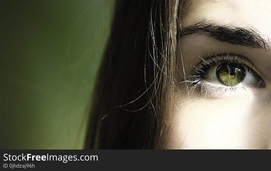 Selective Focus Half-face Closeup Photography of Female&#x27;s Green Eyes