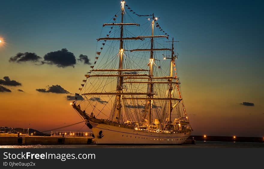 White Ship during Golden Hour