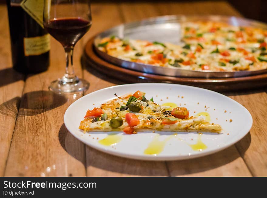 Pizza on Stainless Steel Tray