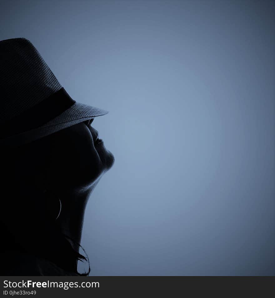 Silhouette Photo of Person Wearing Hat