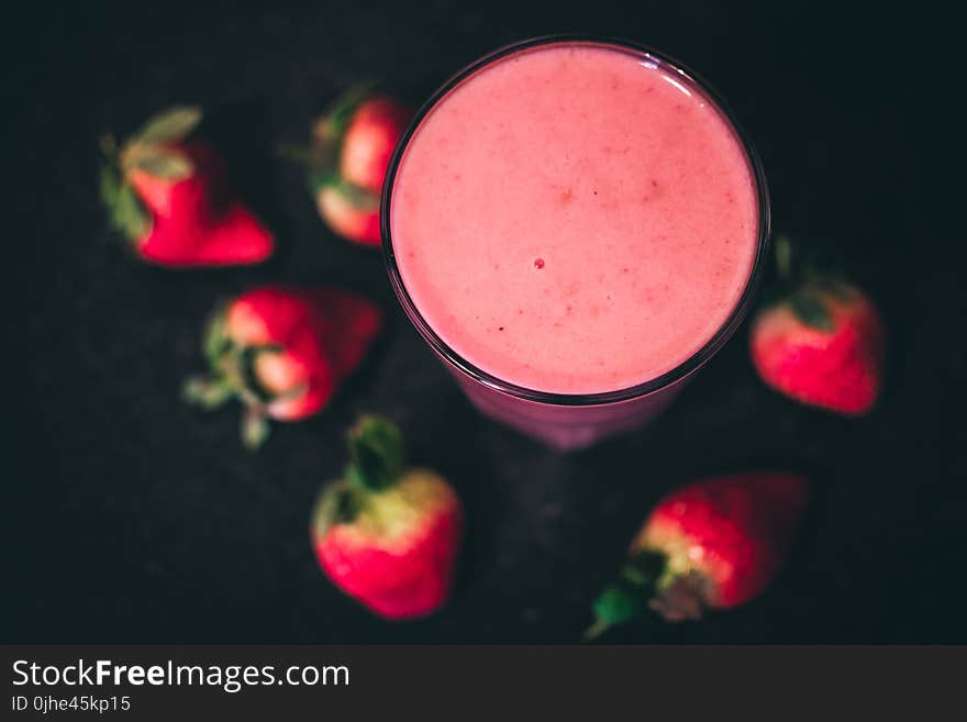 Clear Drinking Glass With Strawberry