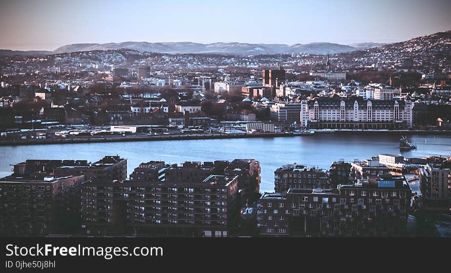 Areal View of Body of Water in the Middle of City